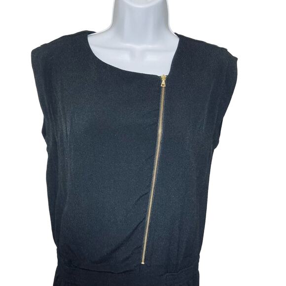 J.Crew Black Sleeveless Jumpsuit Angled Asymmetrical Front Zipper Jogger Size 2P - Picture 15 of 16